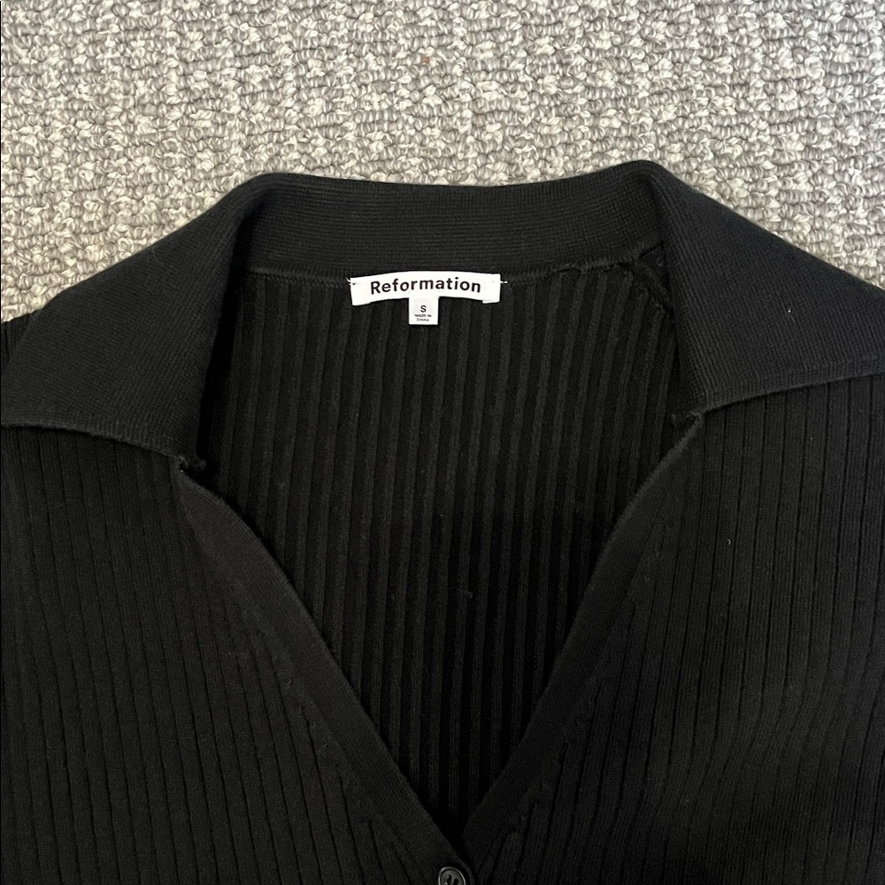 Reformation Black Ribbed Button-Up Cardigan - Picture 2 of 5